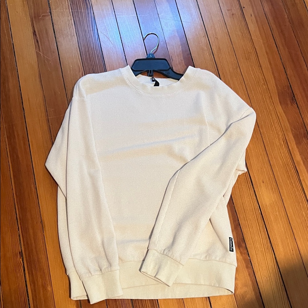 Womens Cream Thermal Crewneck Sweater